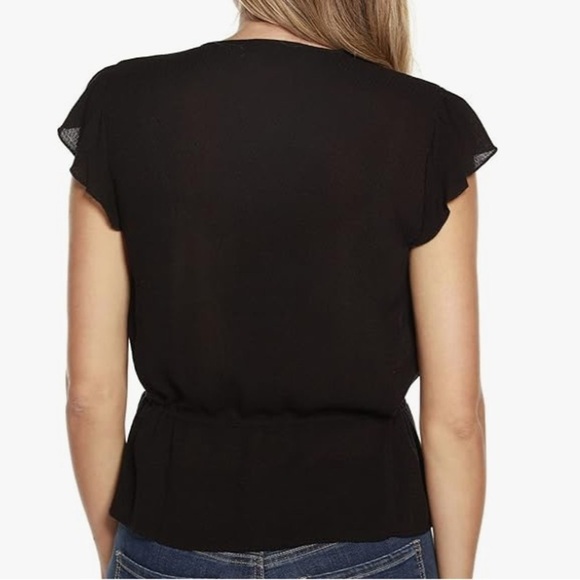NWT BELLDINI Short Flutter Sleeve Drawstring Yoke Peplum Top Size Medium - Picture 3 of 4